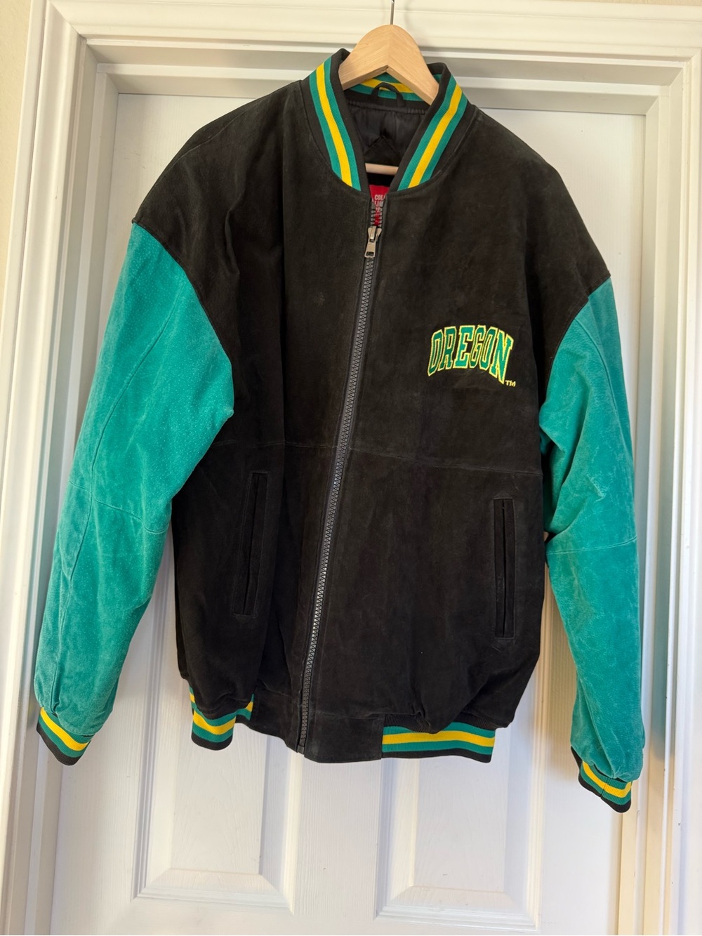 VTG Suede Oregon Varsity Bomber Jacket